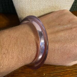 Vintage Transparent Pink Acrylic Bangle Bracelet 7.5”